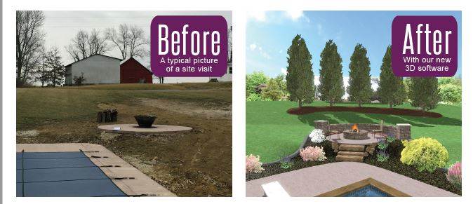 Before and After pictures of a landscaped design