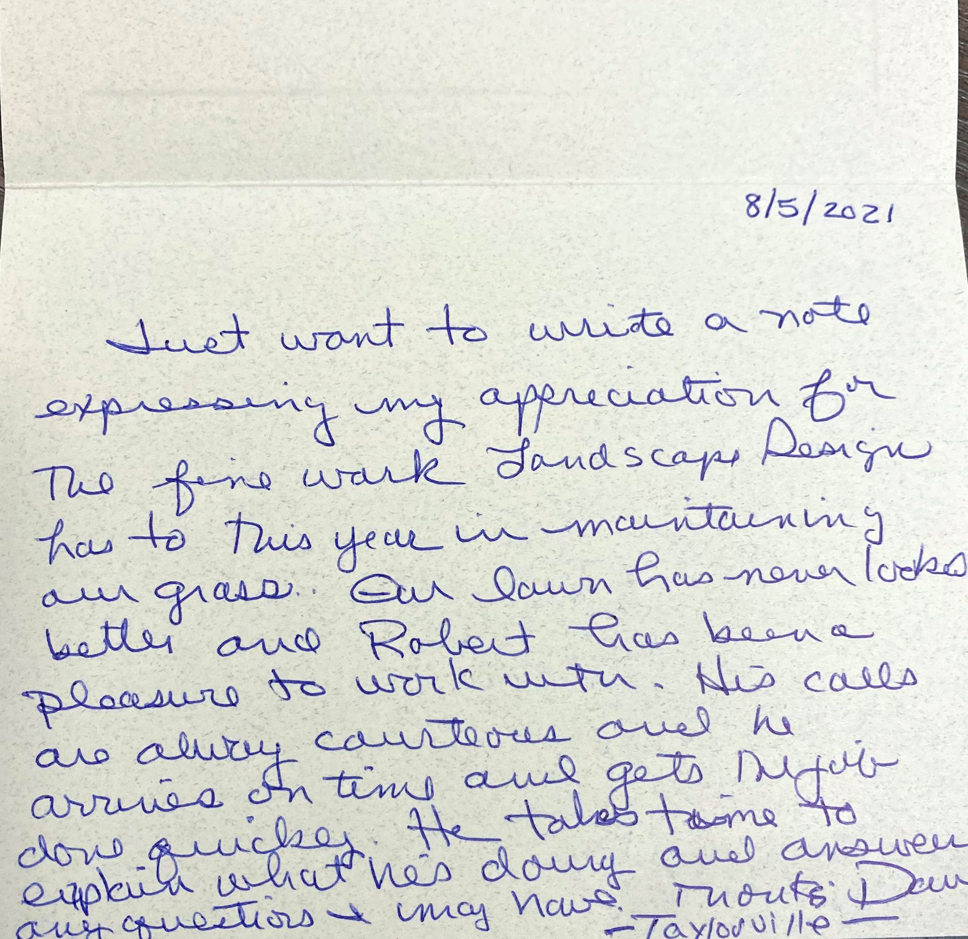 Positive review from a satisfied Designer Landscapes customer