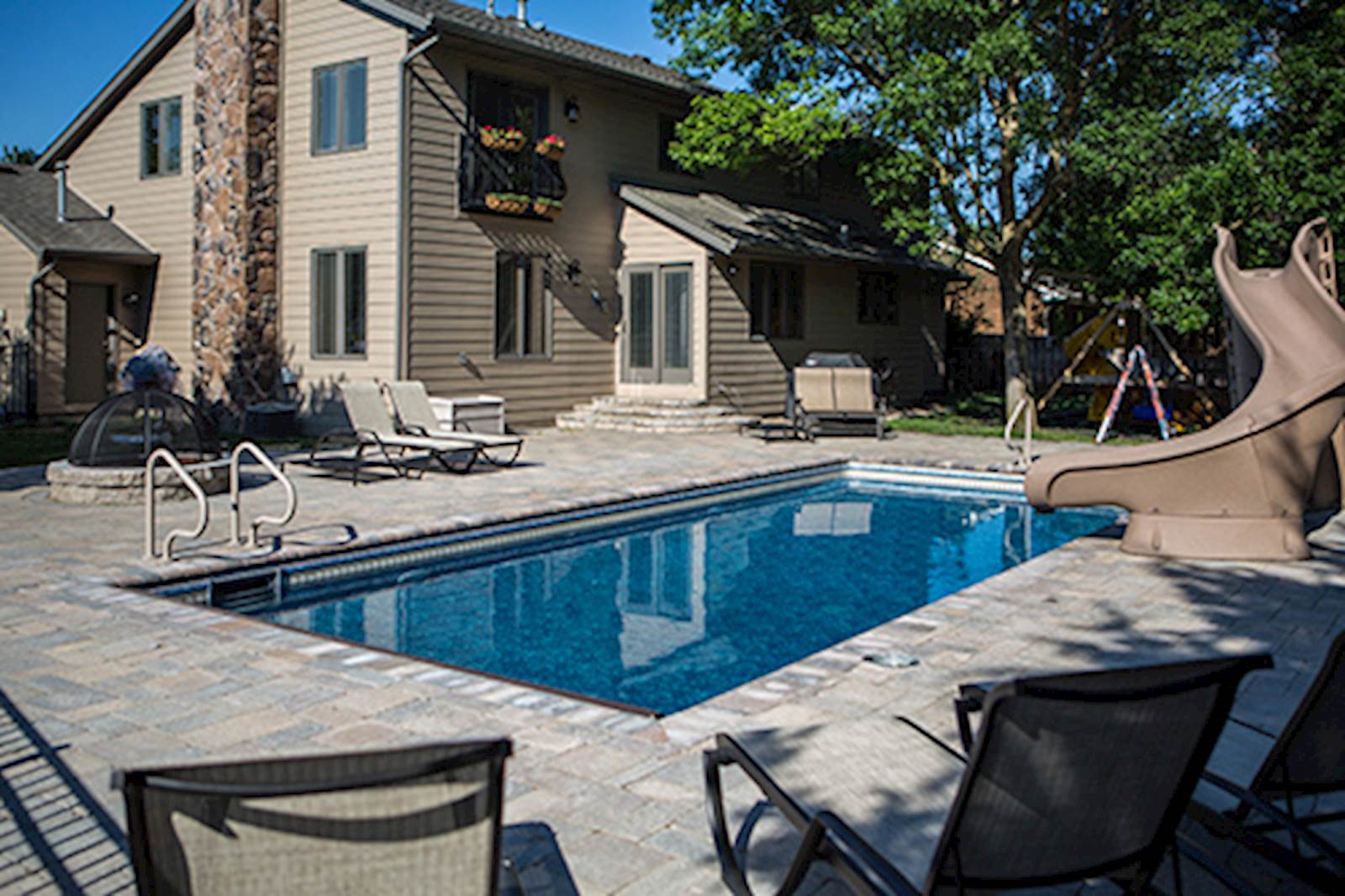 backyard hardscapes include patios around pools